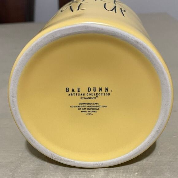 Rae Dunn Crack Me Up Ceramic Canister With‎ Lid Yellow Mate With Black Lettering - Picture 4 of 6